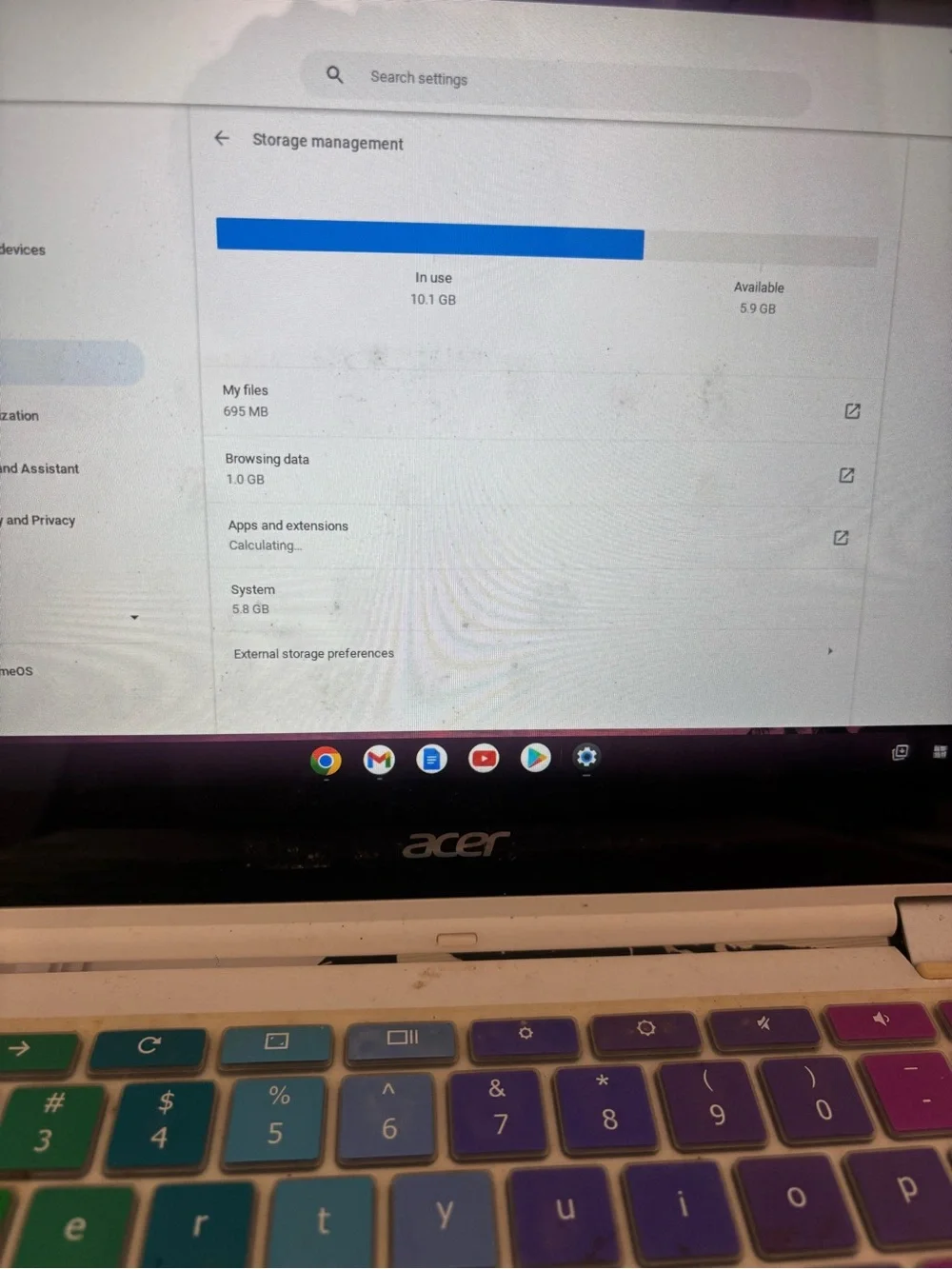 Acer Laptop with Multicolor Gradient Keyboard Cover